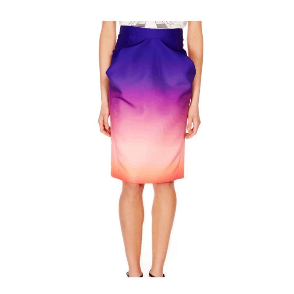 Rebecca Minkoff Ombre Knee Length Skirt Pockets Back Reversible Zipper Size 10